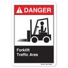 Signmission ANSI Danger, Decal, 18" x 12", Landscape, Forklift Traffic Area, Forklift Traffic Area OS-DS-D-1218-L-19853